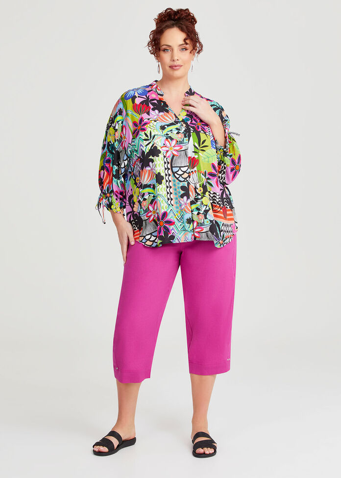 Stretch Linen Juls Crop Pant, , hi-res