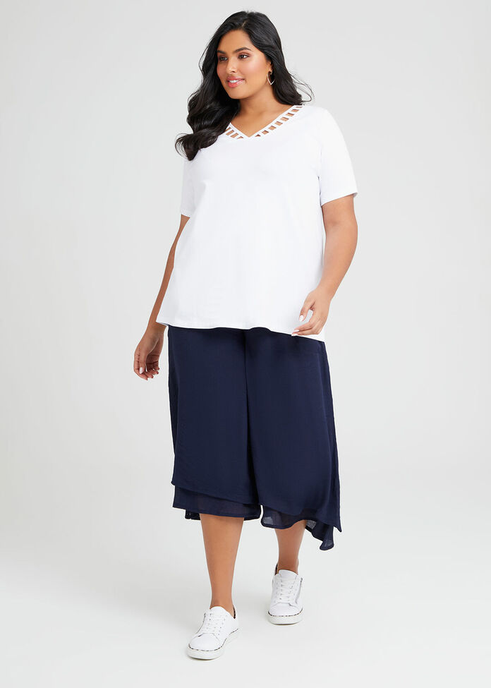 Organic Latice V-neck T-shirt, , hi-res