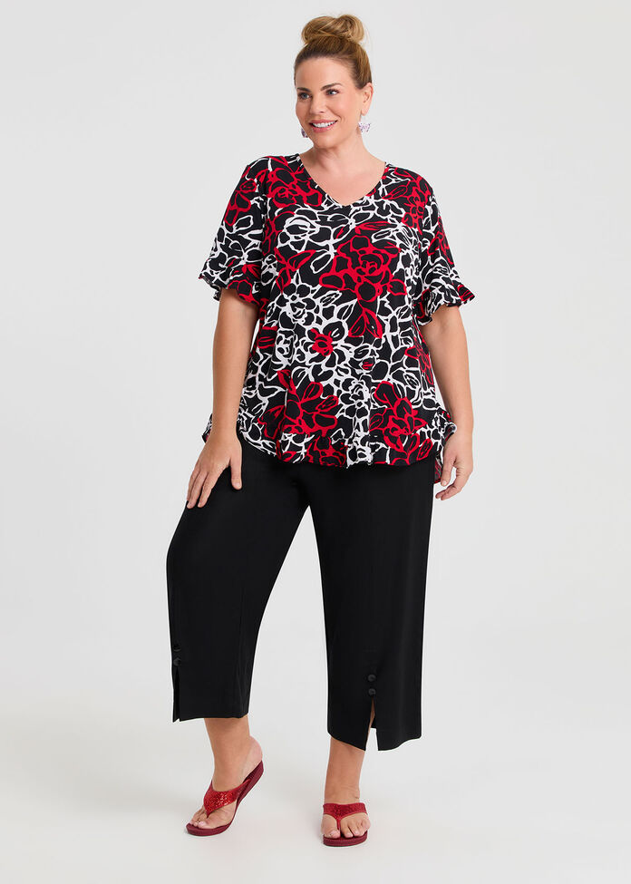 Salsa V-neck Top, BLACK/RED FLORAL, hi-res