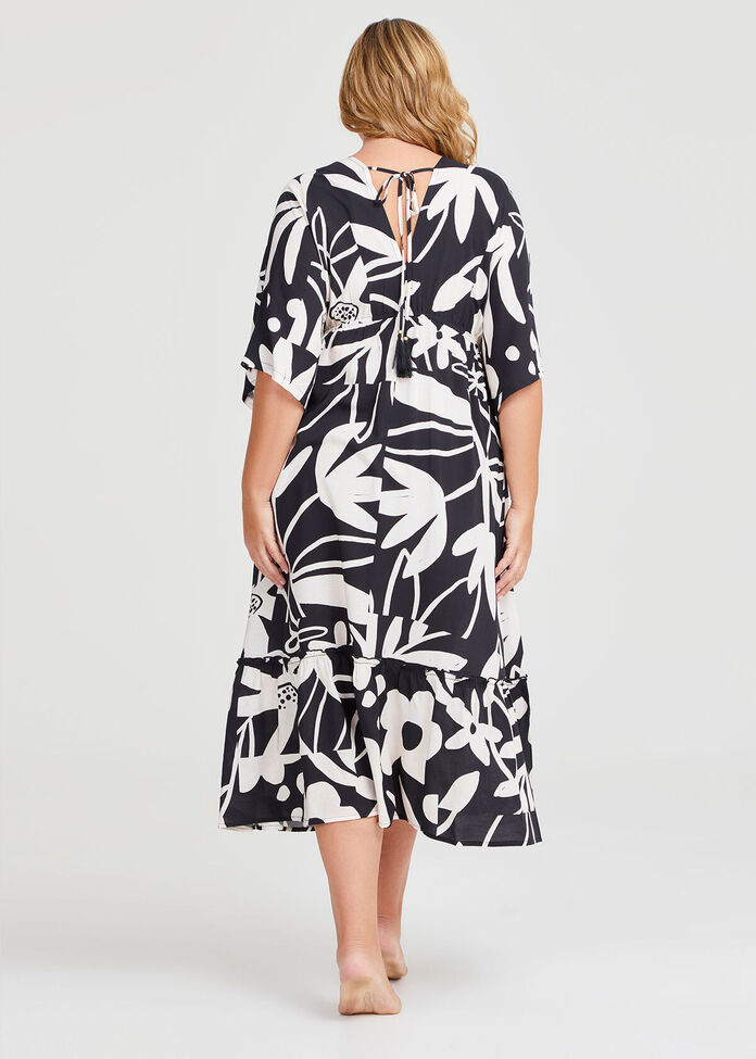 plus size black and white floral dress Moroccan Magic Dress - Black and White Flowers