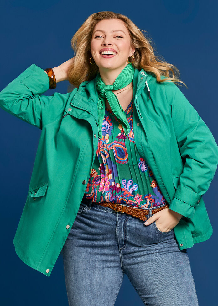 Hooded Stripe Lined Jacket, , hi-res