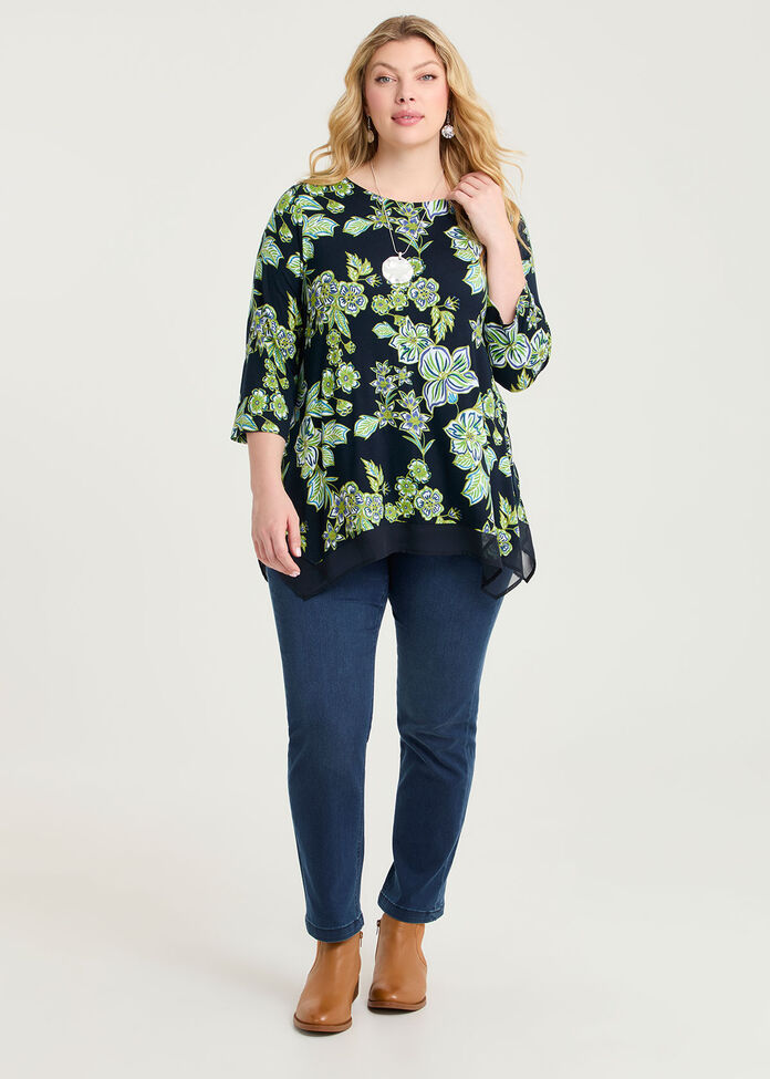 Bamboo Botanic Chiffon Hem Top, , hi-res