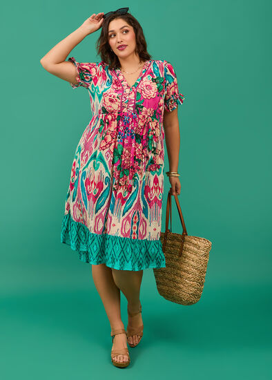 Plus Size Natural Getaway Floaty Dress