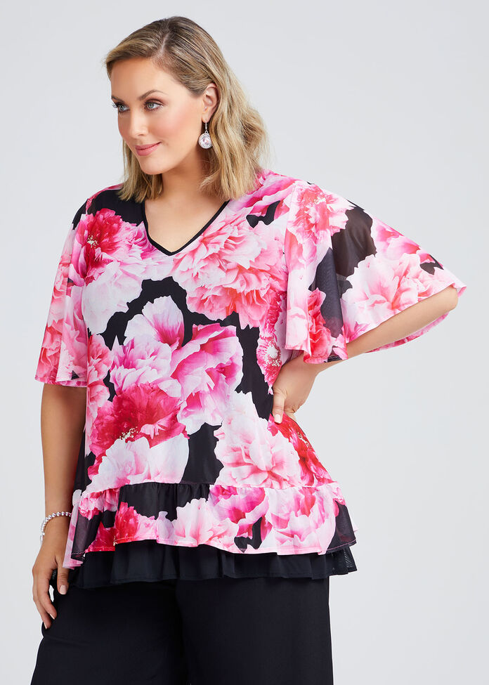 Floral Dream Mesh Lined Top, , hi-res