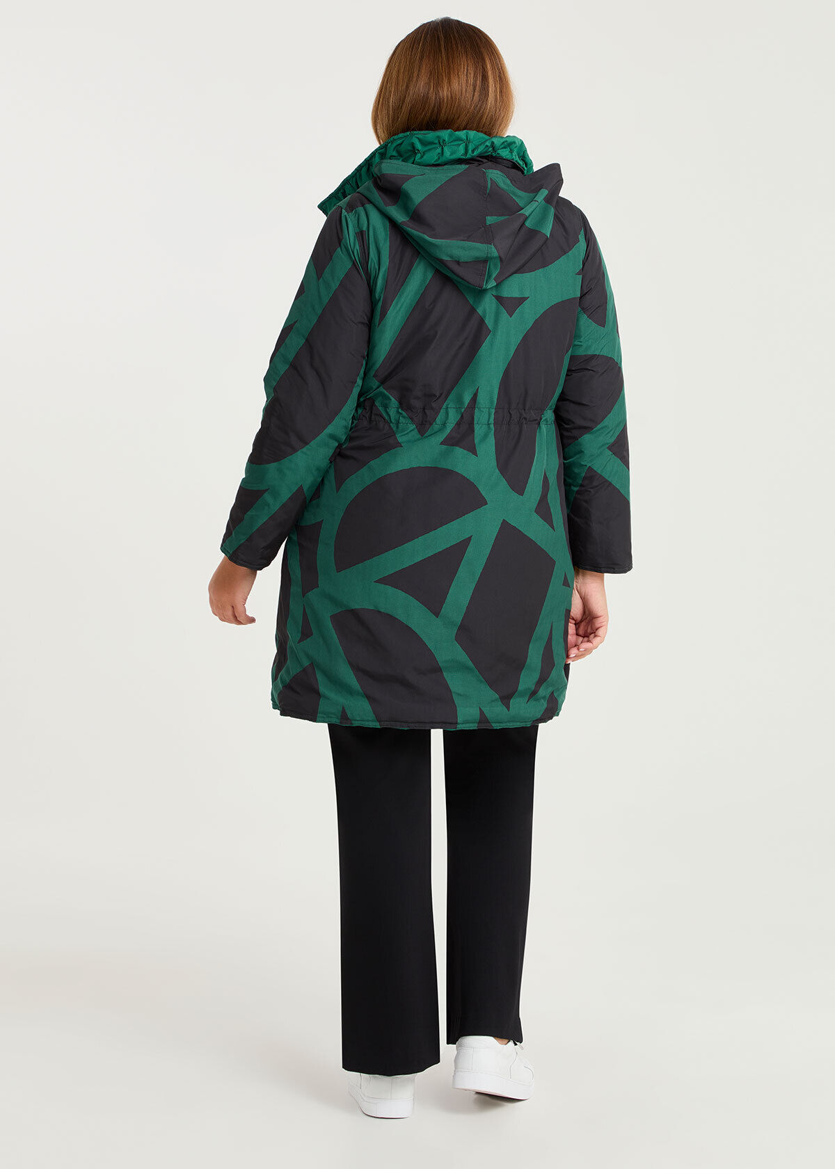 Shop Plus Size Pinch Tuck Taffeta Reversible Coat, Green | Taking
