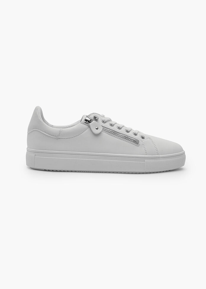 Shop White Side Zip Sneaker | Comfortable Shoes | Taking Shape AU