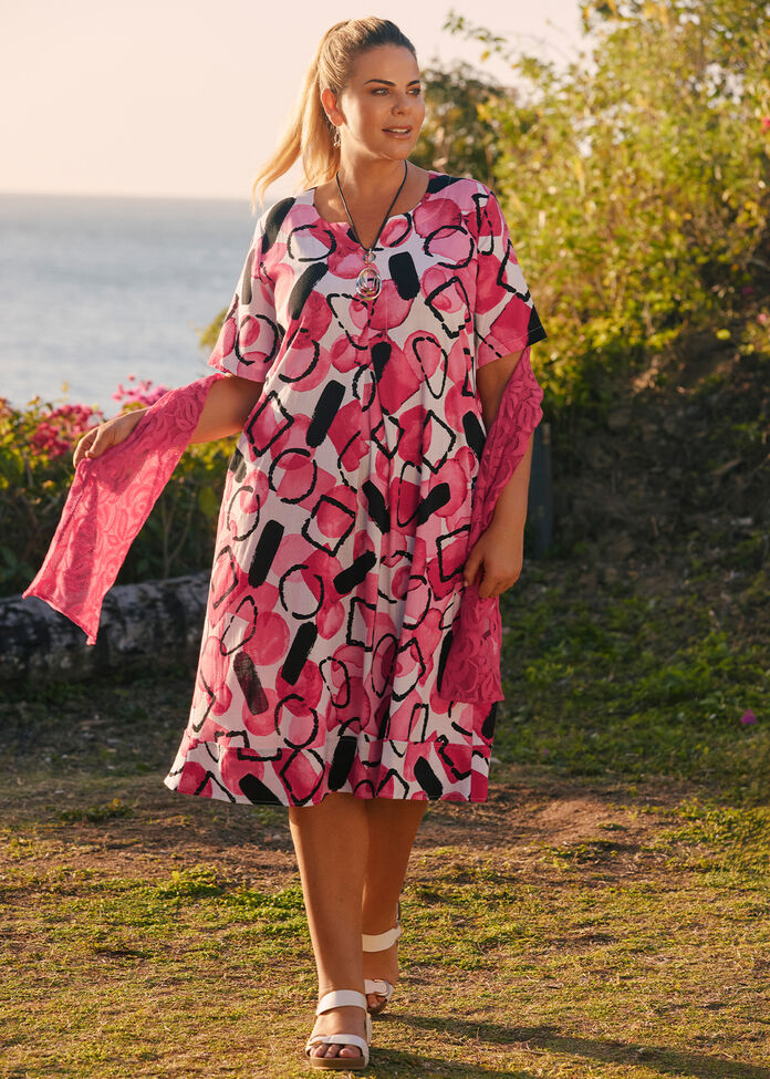 Natural Kira Abstract Midi Dress, , hi-res