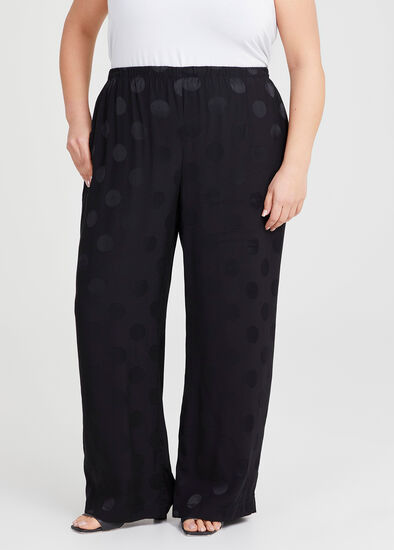 Plus Size Petite Spot Satin Wide Pant