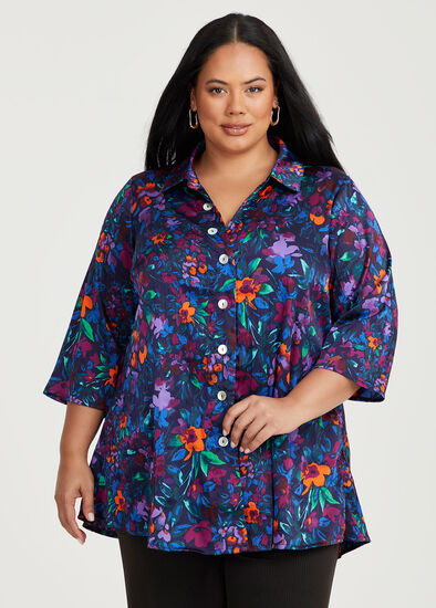 Womens Crew Neck Printed Tops Plus Size 3/4 Sleeve Flower Floral Graphic T Shirts 2024 Fashion Casual Vacation Boho Pullover Elegant Lightweight Tunic