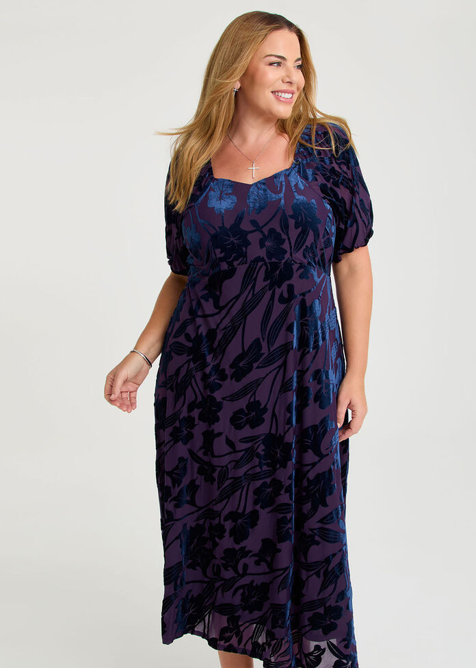Bouquet Velvet Cocktail Dress, , hi-res
