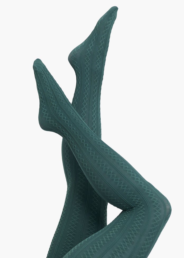 Opaque Cable Knit Tights, , hi-res