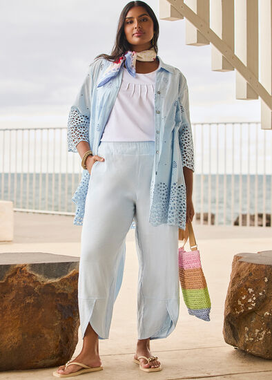 Plus Size Lantern Stretch Linen Pant