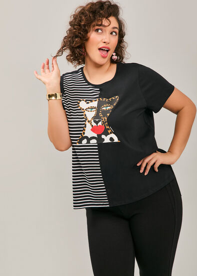 Plus Size Cotton Bouffants Spliced T-shirt