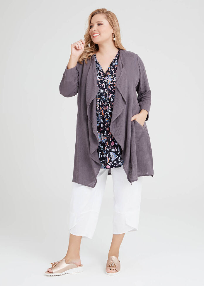 Linen Gauze Essence Cardigan, , hi-res