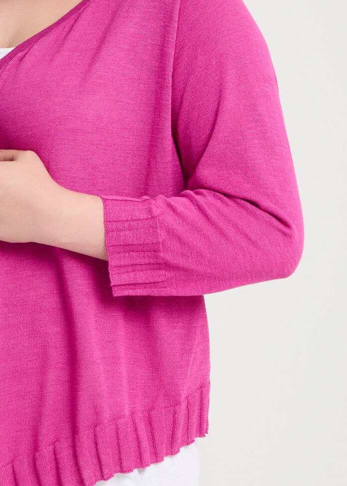 Drape Front Slub Knit Crop Cardigan, , hi-res