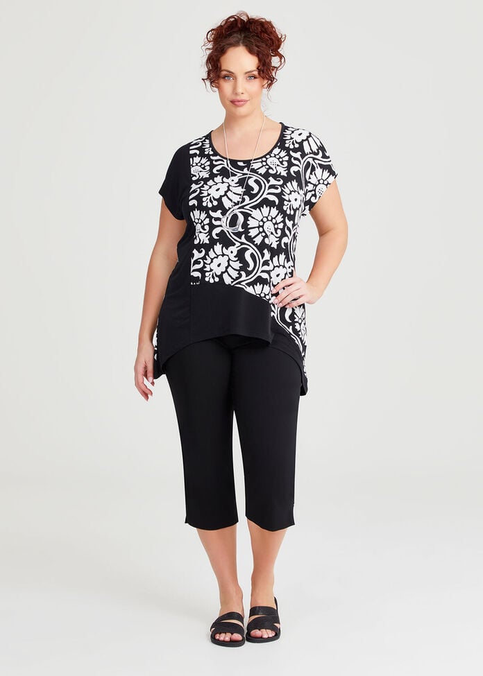 Abstract Print Spliced Top, , hi-res
