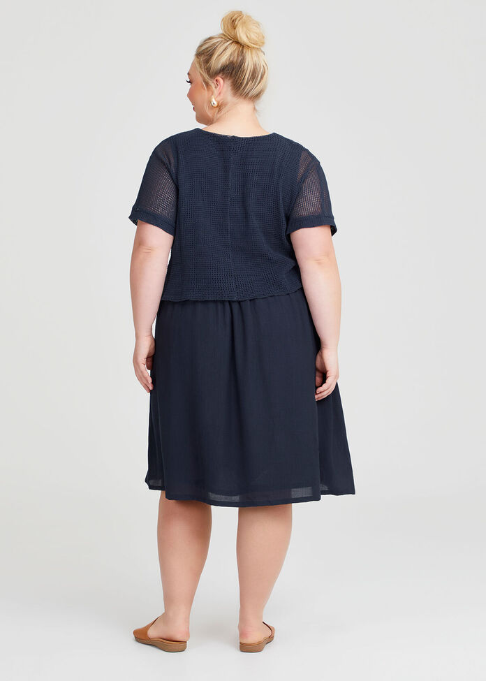 Natural Open Gauze Overlay Dress, , hi-res