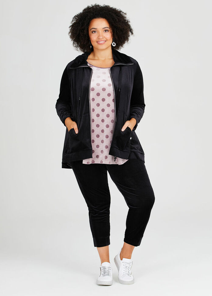 Velour Relaxed Lounge Cardigan, , hi-res