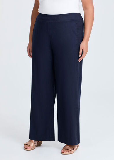 Plus Size Stretch Linen Bea Wide Leg Pant