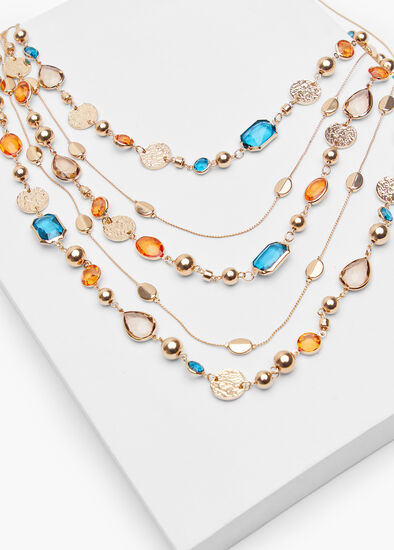 Layered Jewel Statement Necklace