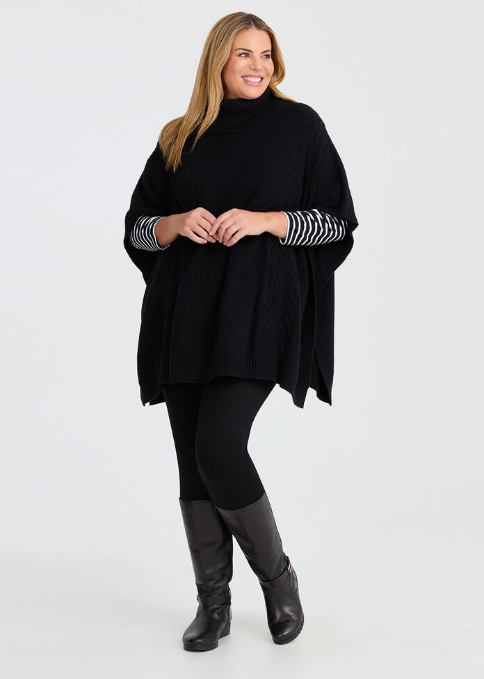 Geo Knit Poncho, , hi-res