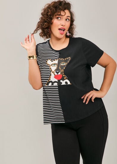 Plus Size Cotton Bouffants Spliced T-shirt