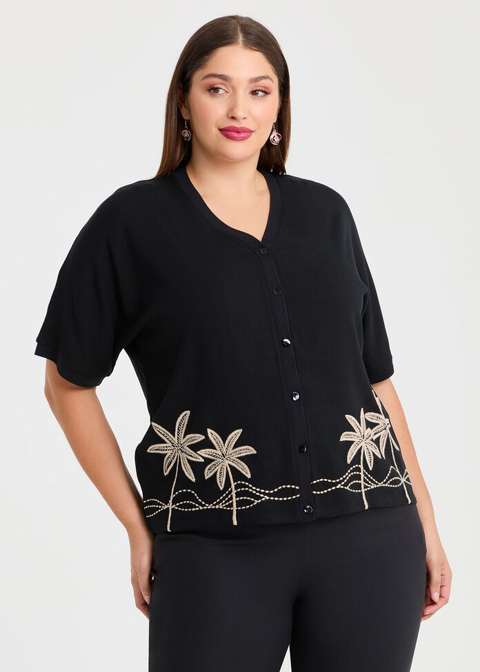 Natural Embroidery Summer Top, , hi-res