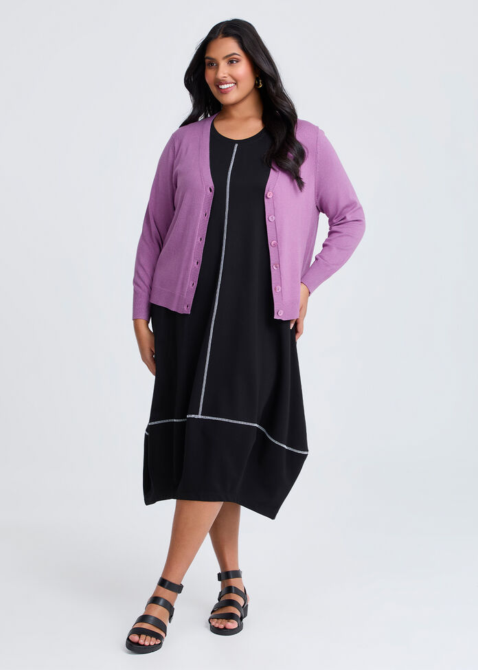 Mia Rib V-neck Natural Cardigan, , hi-res