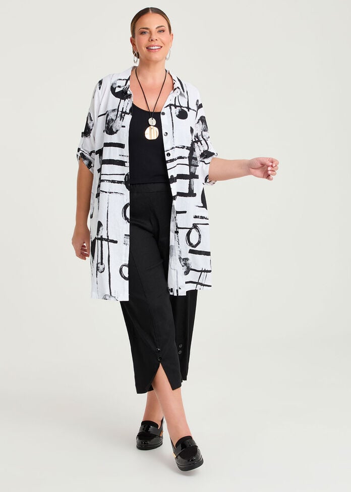 Spot Linen Bamboo Longline Shirt, , hi-res