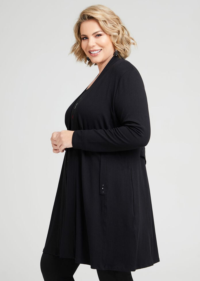Shop Plus Size Natural Mid Length Riley Cardigan in Black | Taking Shape AU