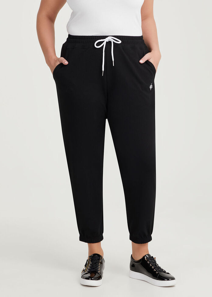 Clothing Myer Womens Track Pants Cotton Logo Black Plus Size