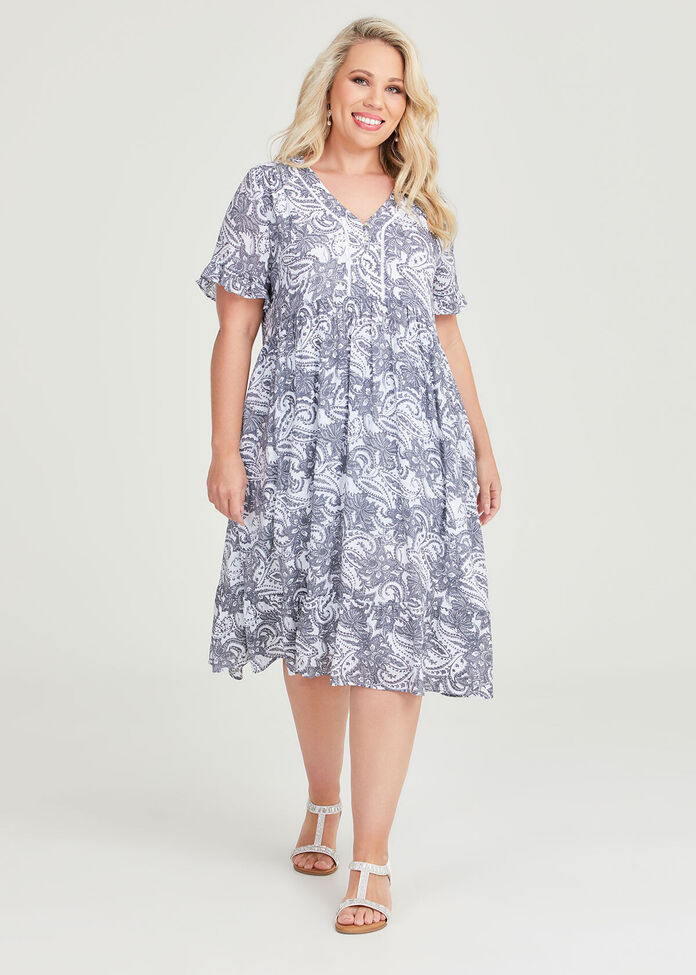Natural Paisley Print Dress, , hi-res