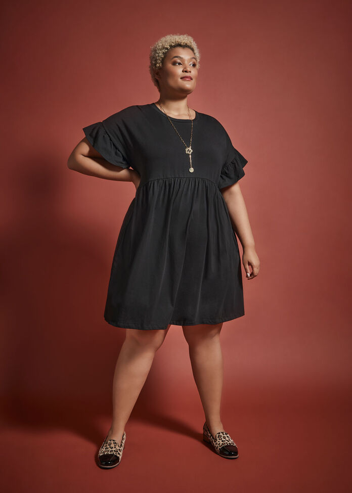 Organic Frill Sleeve Dress, , hi-res