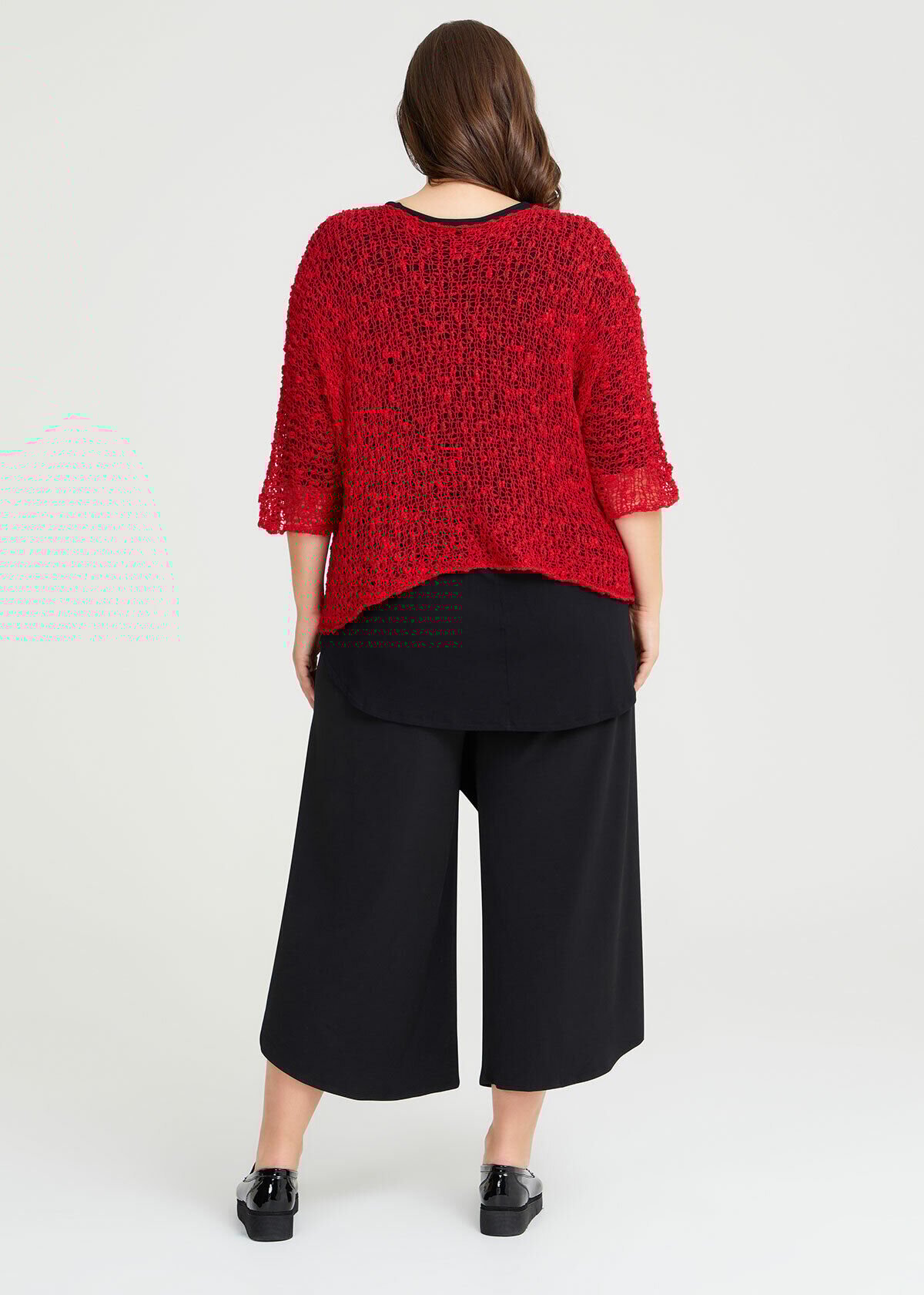 Shop Plus Size Boucle Gauze Knit Over Top in Red Sizes 12 30