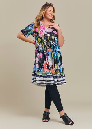 Plus Size Burnout Mesh Empire Dress