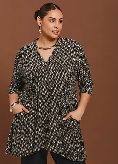 Plus Size Abstract Empire Tunic