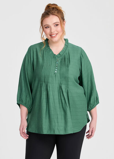 Plus Size Natural Abbey Pleat Detail Top