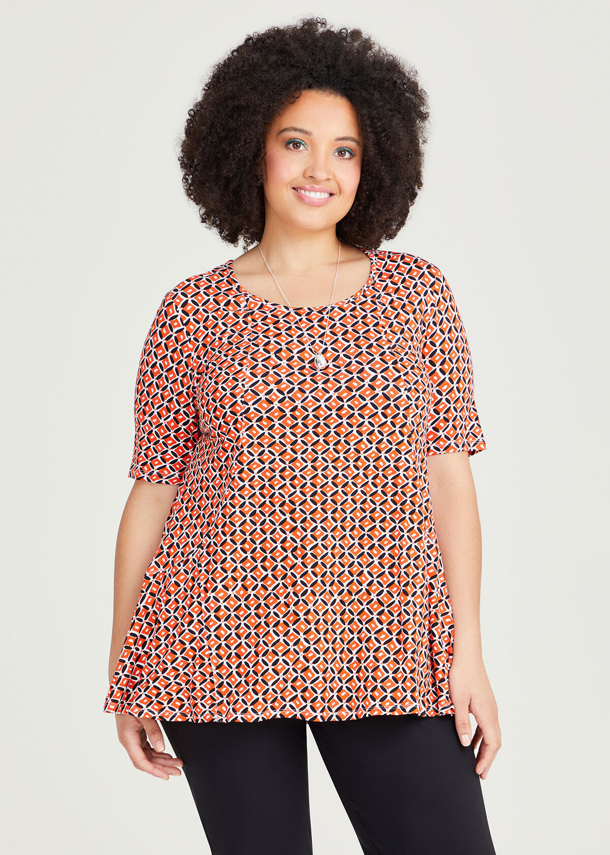Shop Plus Size Natural Retro Resort Top in Multi Taking Shape NZ
