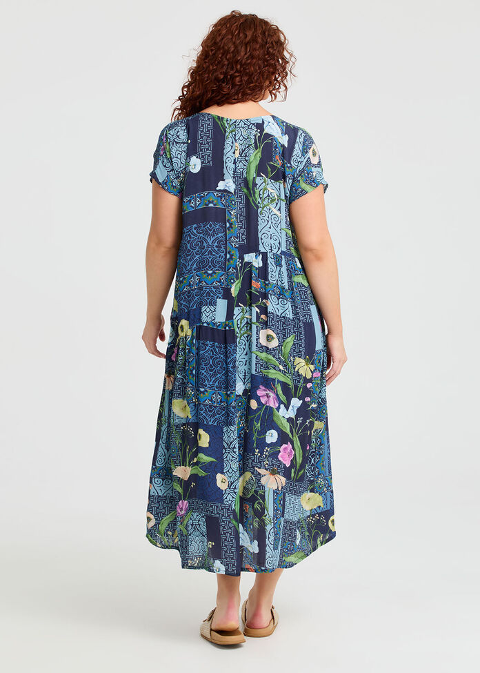 Patchwork Maxi Natural Dress, , hi-res