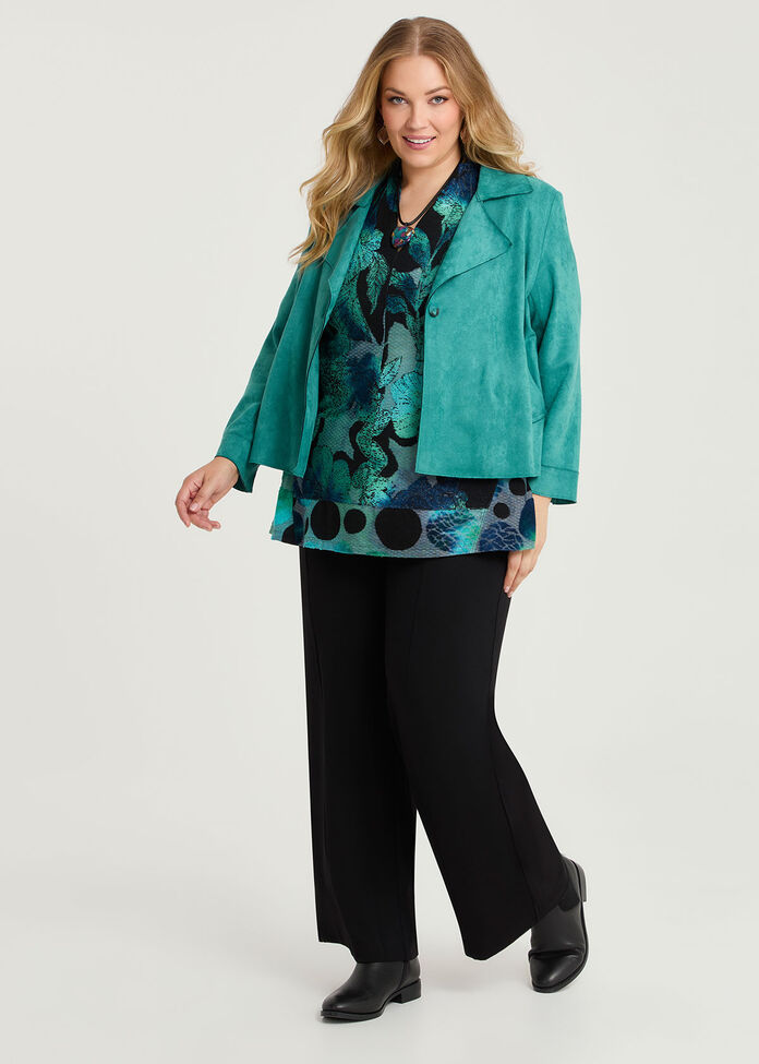 Faux Suede Crop Swing Jacket, , hi-res