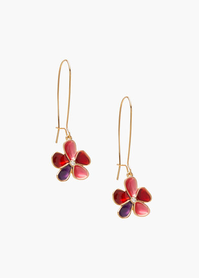 Enamel Flower Drop Earrings