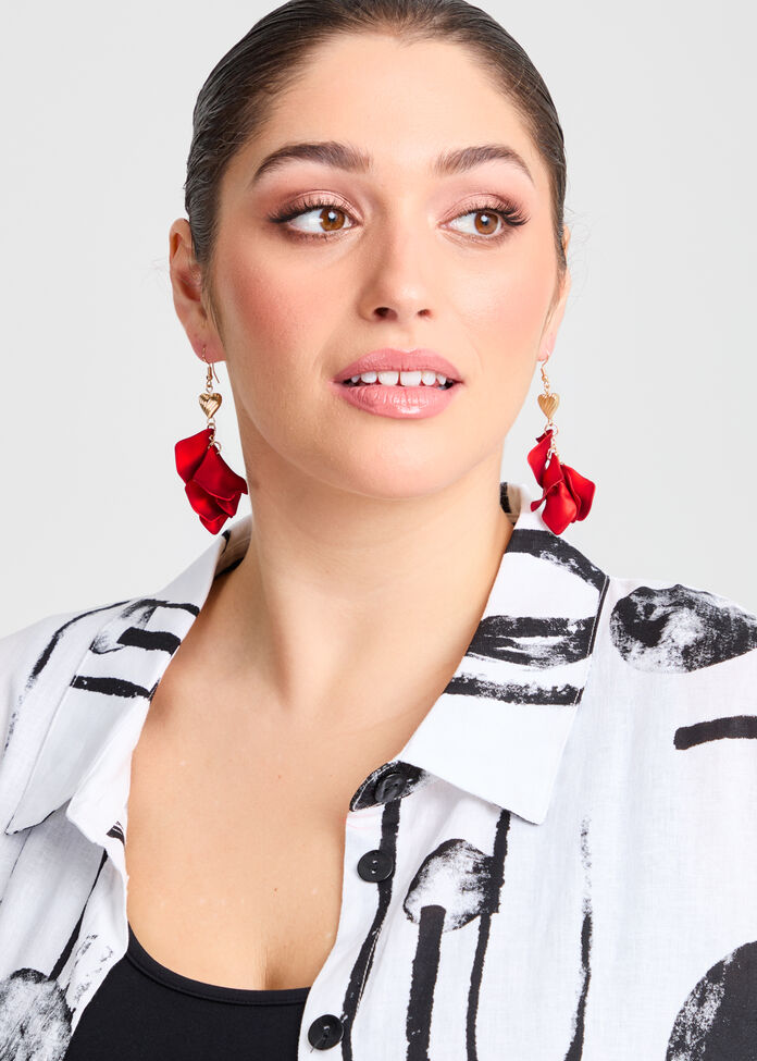 Petal Heart Drop Earrings, , hi-res