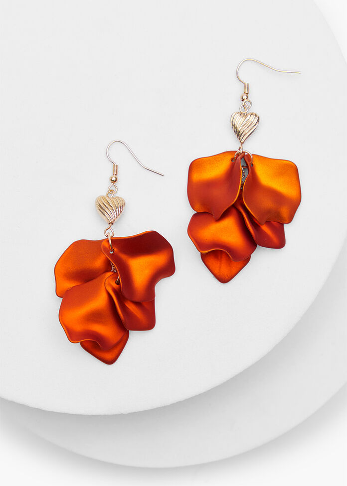 Petal Heart Drop Earrings, , hi-res