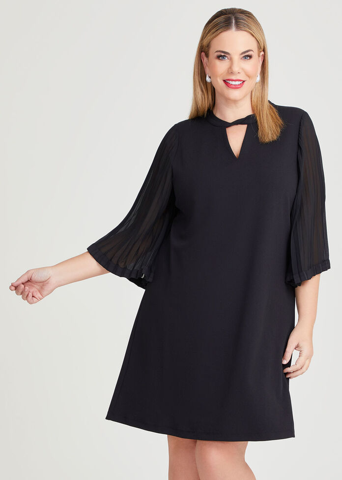 Francesca Pleat Sleeve Dress, , hi-res