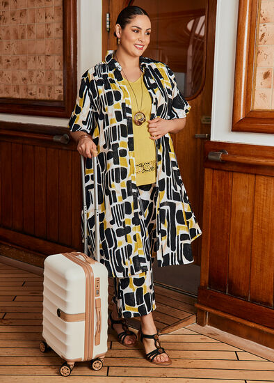 Plus Size Abstract Natural Crop Pant