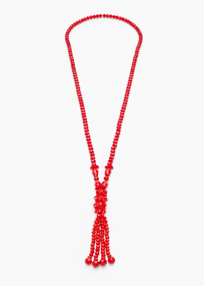 Red Crystal Long Necklace, , hi-res