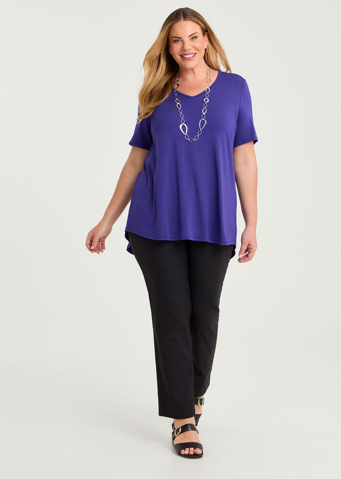  Bamboo Base V Neck Short Sleeve Top, , hi-res