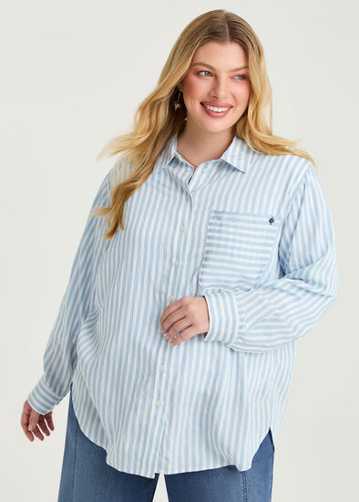 Plus Size Casual Relaxed Stripe Shirt