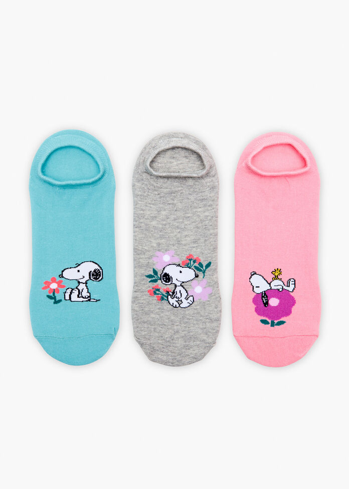 3 Pack Snoopy Floral Cotton Socks, , hi-res