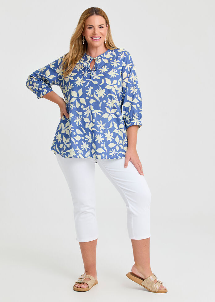 Cotton Print Top, , hi-res